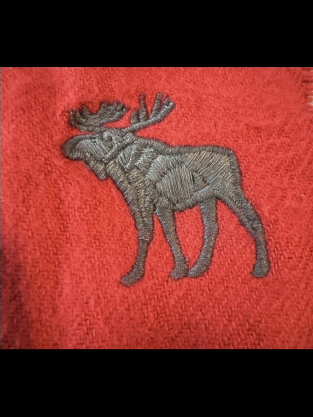 Abercrombie & Fitch moose logo Plaid Scarf Tartan Fringe Neck Wrap Red Blue - Picture 2 of 5